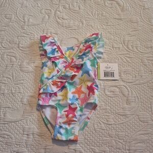 Little Me girls 3-6 months 1 piece bathing suit starfish multi color design NWT